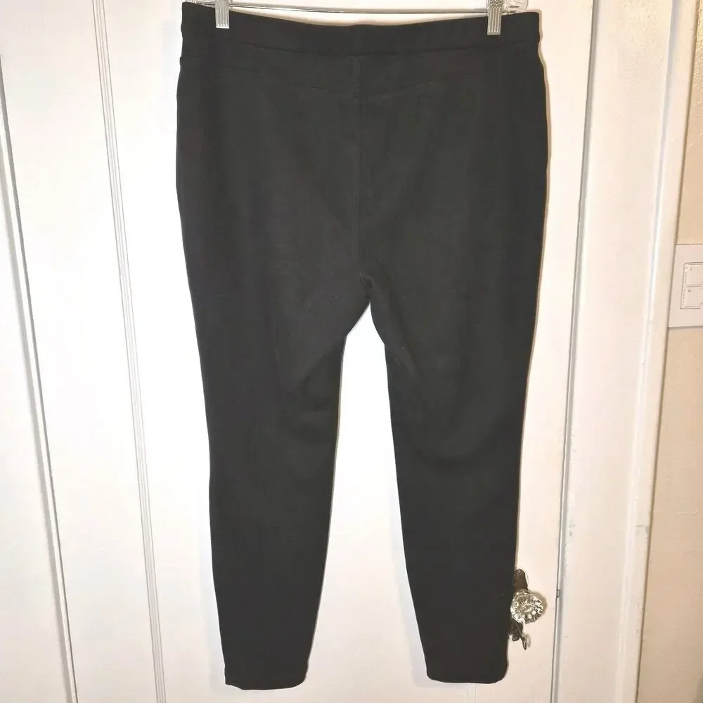 JOAN VASS Black Faux‎ Leather Suede Pants - Women XL ~ 36x27